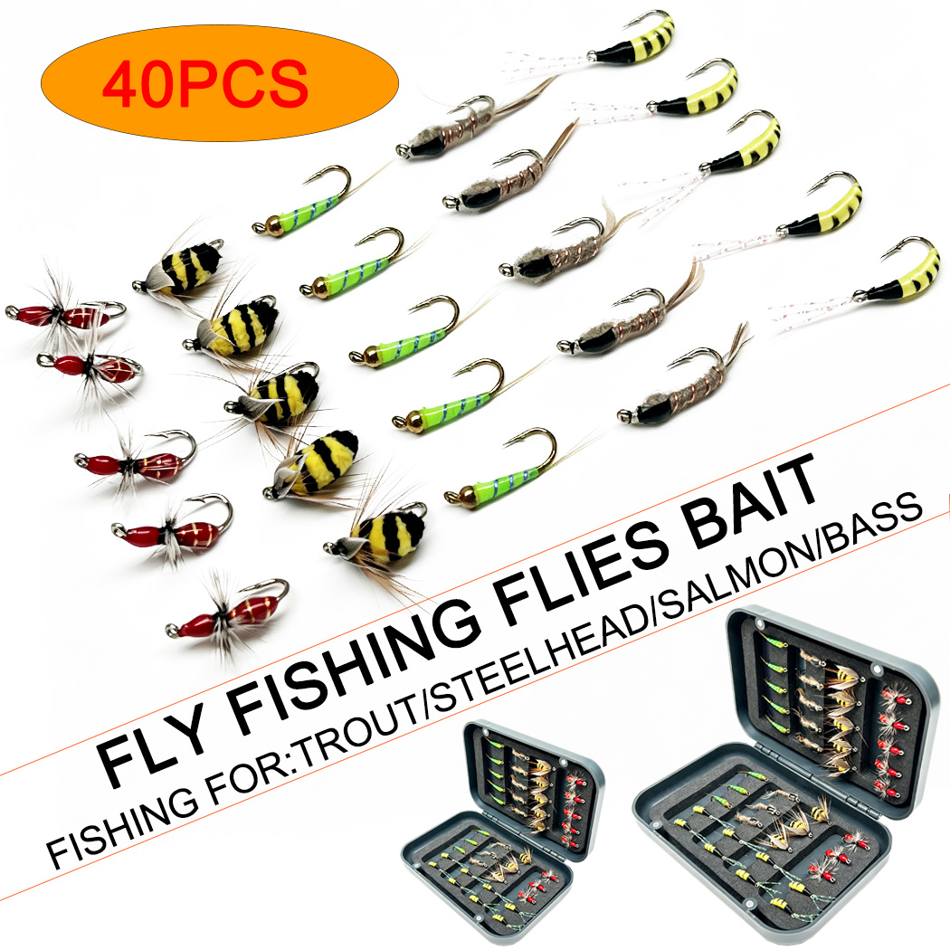 Fishing Hook Size - Flies Angelköder 40 Stück, 5 verschiedene