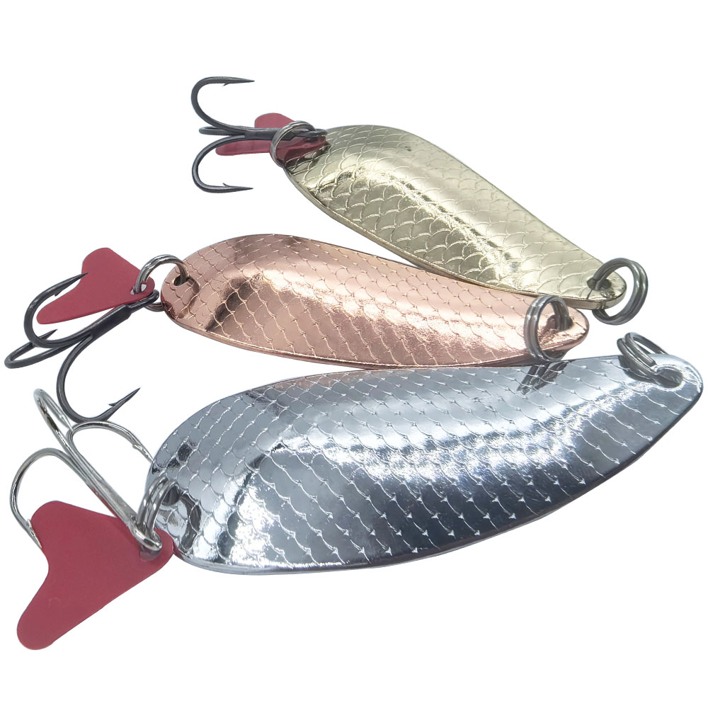Fishing Hook Treble - Forellen-Angelköder, silber-goldene Löffelköder mit Dreifachhaken, Metall-Hardbaits