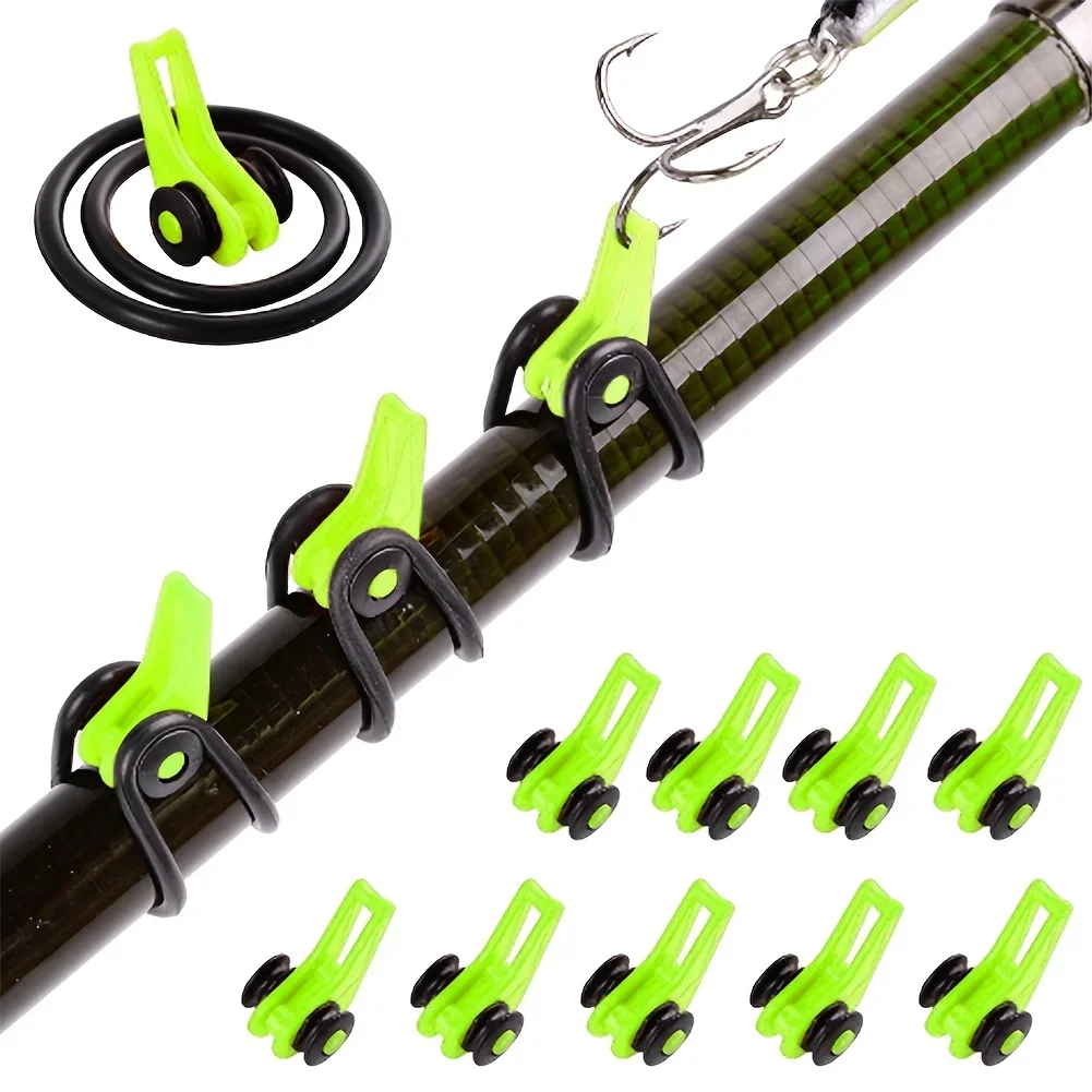 Fishing Hook Jig - 10 Stück/Lot Angelruten-Stangenhakenhalter – sicherer Silikonring