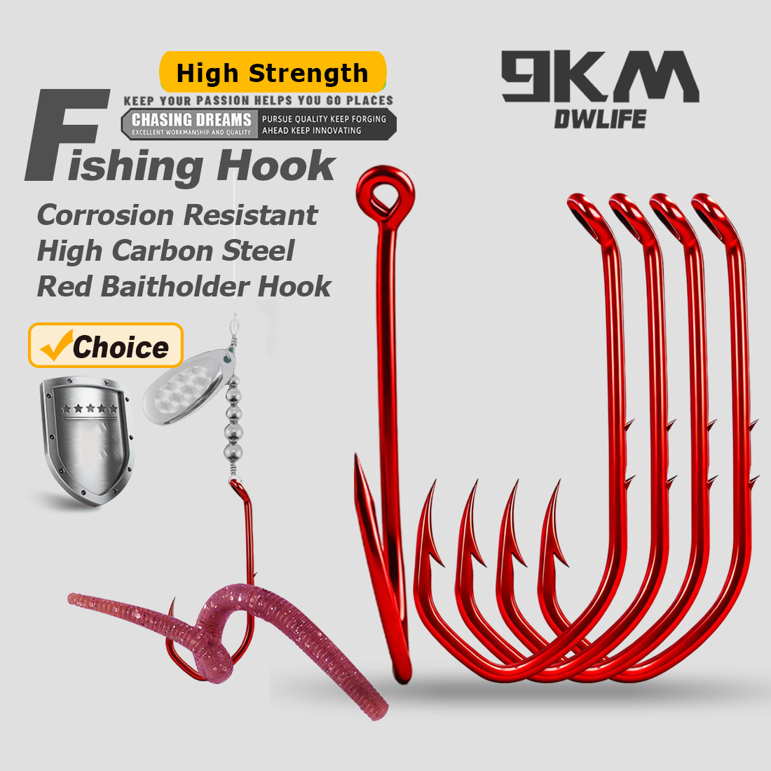 Fishing Hook Offset - 9KM Köderhalter-Haken 50-100 Stück Rote Angelhaken